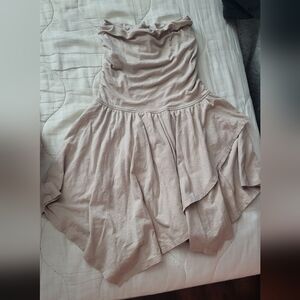 Aerie Beige Strapless Women's Asymmetrical Dress M